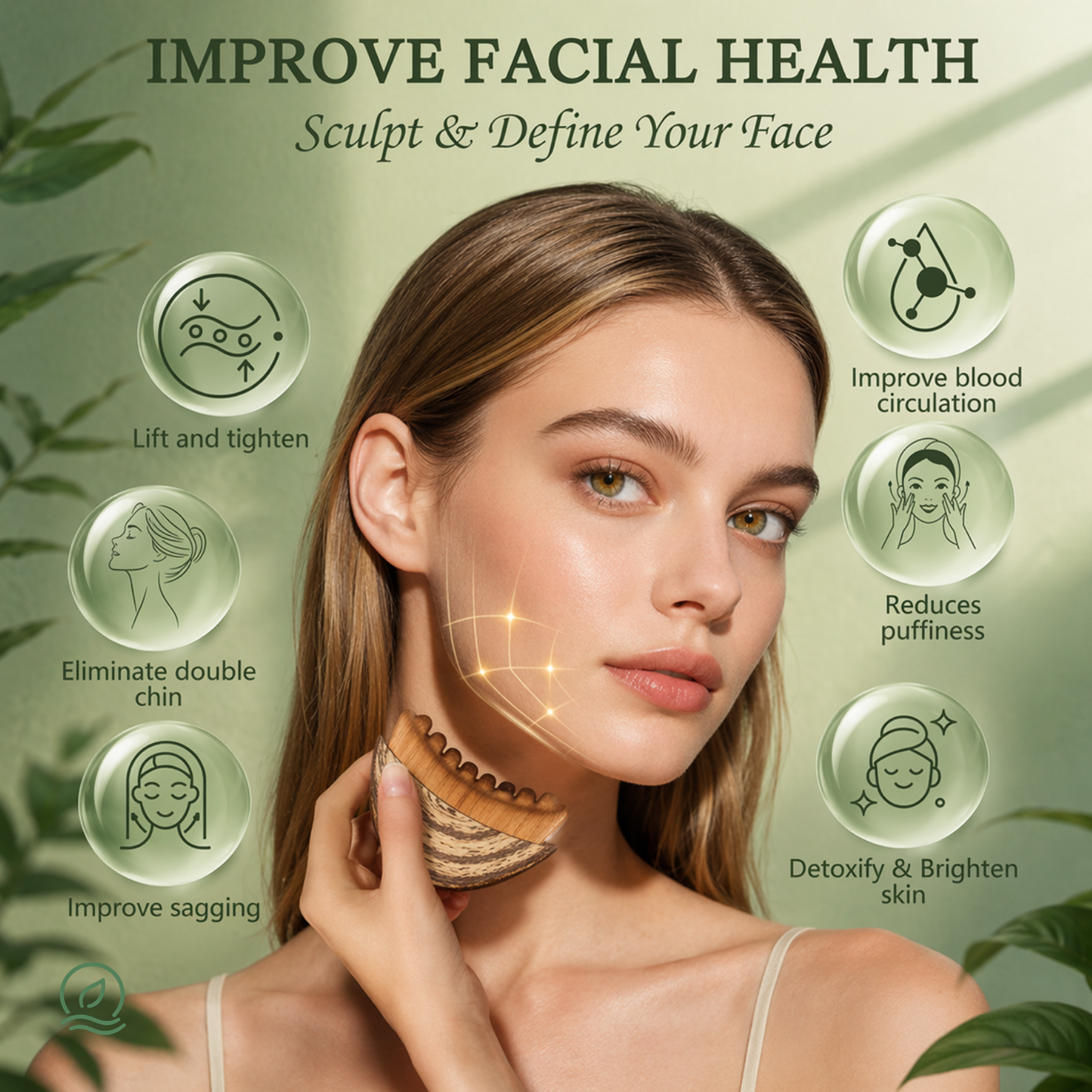 Wooden Crescent Gua Sha — Face & Neck Lymphatic Tool